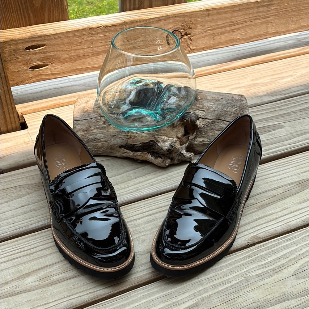Franco Sarto Black Patent Leather Loafers